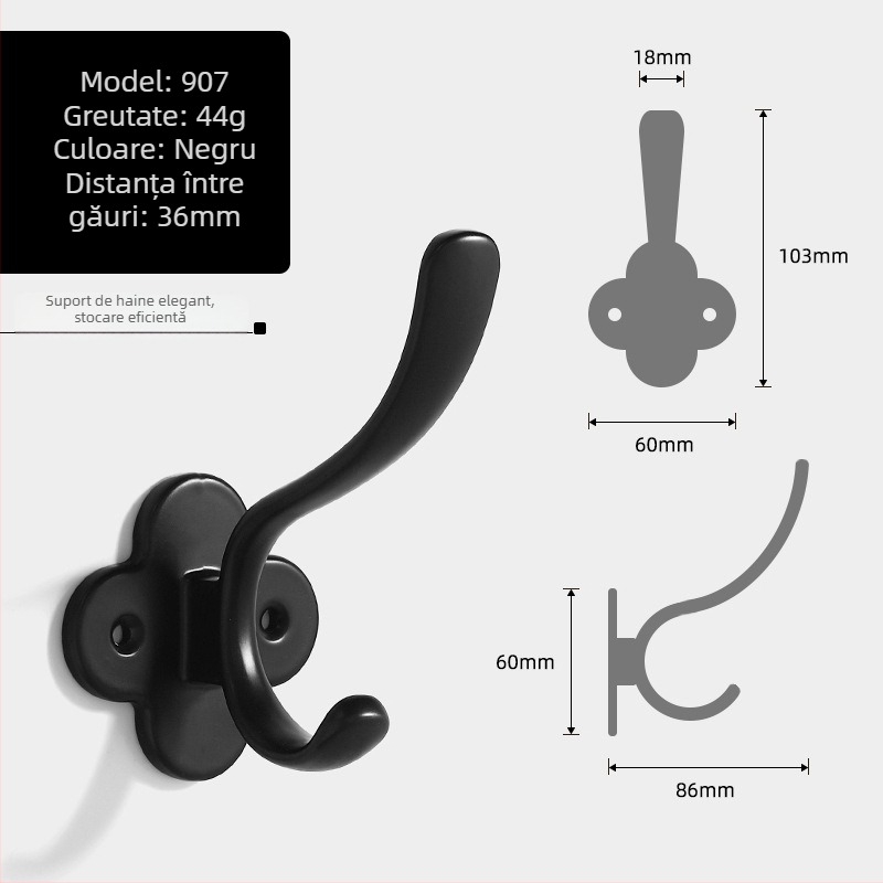 Cuier din aluminiu în formă de delfin pentru garderobă, design modern minimalist, modele 907–909, vopsire cu spray, Jian Hao