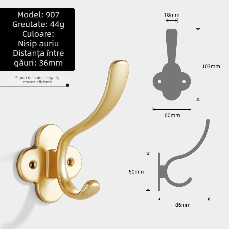 Cuier din aluminiu în formă de delfin pentru garderobă, design modern minimalist, modele 907–909, vopsire cu spray, Jian Hao