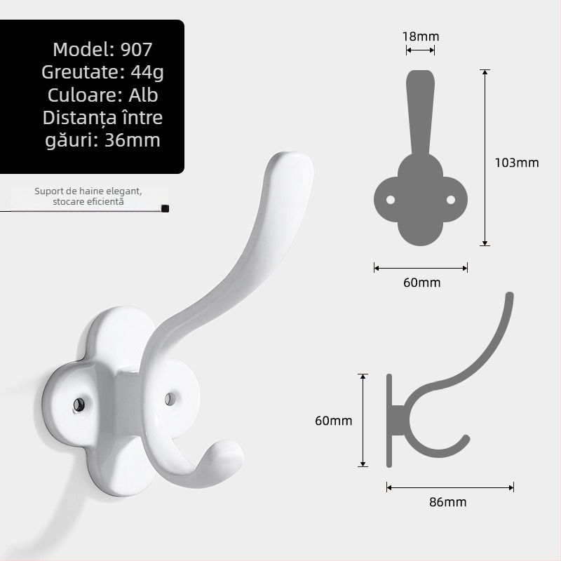 Cuier din aluminiu în formă de delfin pentru garderobă, design modern minimalist, modele 907–909, vopsire cu spray, Jian Hao