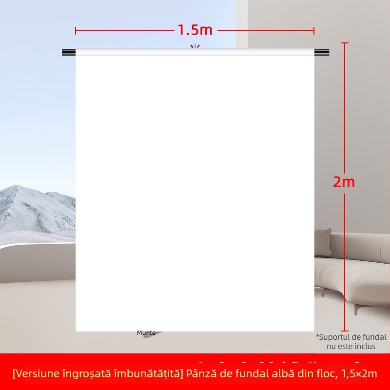 Fundal alb pentru fotografie, țesătură catifelată, 2×3 m