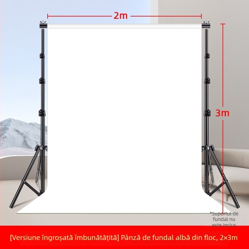 Fundal alb pentru fotografie, țesătură catifelată, 2×3 m