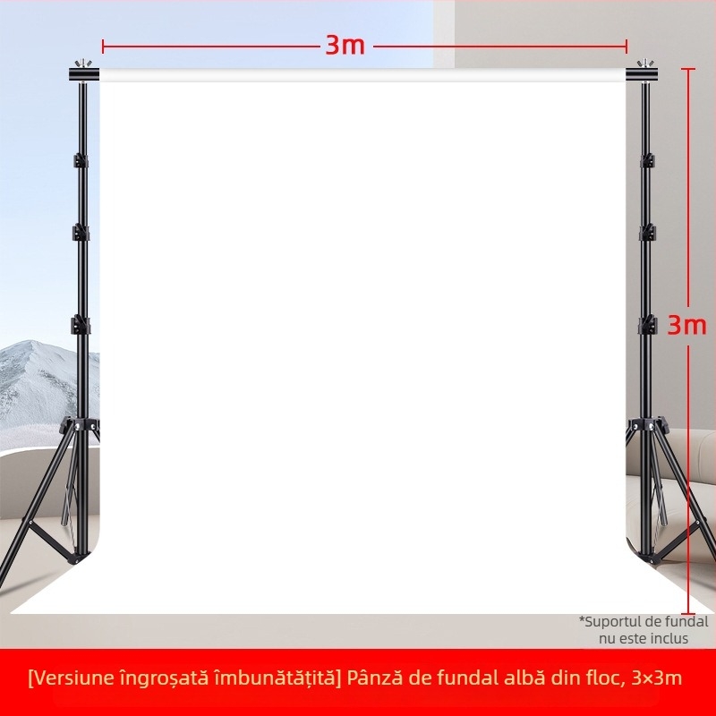 Fundal alb pentru fotografie, țesătură catifelată, 2×3 m