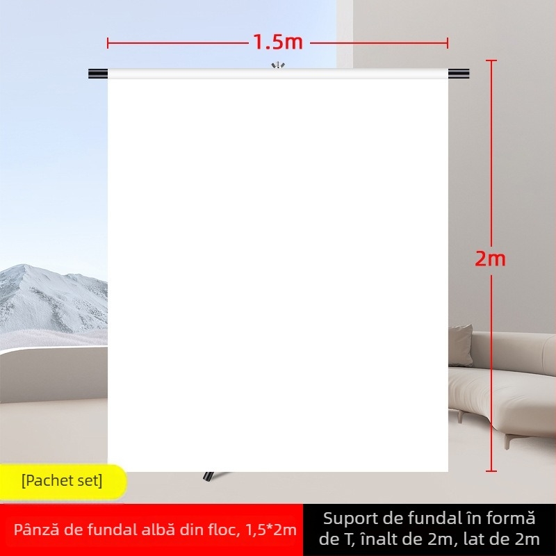 Fundal alb pentru fotografie, țesătură catifelată, 2×3 m