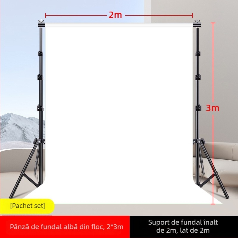 Fundal alb pentru fotografie, țesătură catifelată, 2×3 m