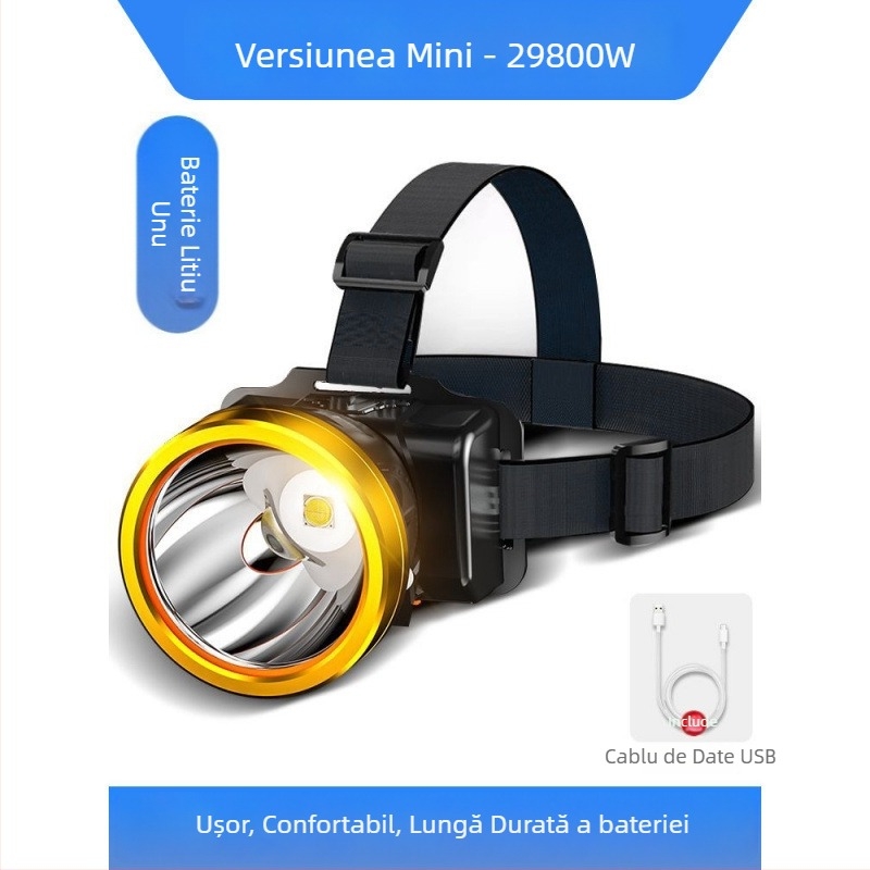 Frontala LED reîncărcabilă, pentru pescuit nocturn și lampă minieră