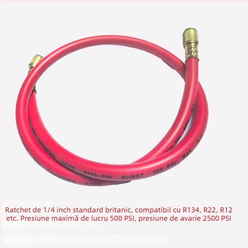 Furtun de încărcare refrigerant pentru AC auto cu manometru digital, rezistent la presiune înaltă, filet 1/4, interval 0-35, precizie 0,1, compatibil cu R134/R22/R410/R32.