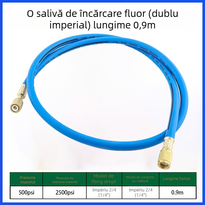 Furtun de încărcare refrigerant pentru AC auto cu manometru digital, rezistent la presiune înaltă, filet 1/4, interval 0-35, precizie 0,1, compatibil cu R134/R22/R410/R32.