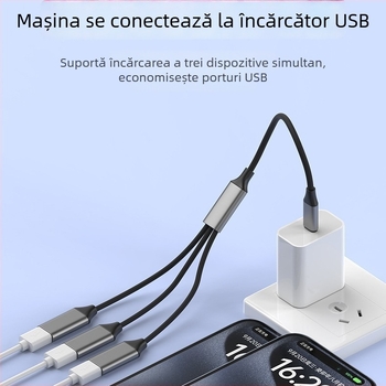 Jinhua hub USB-C cu 3 porturi – USB 2.0, cablu de 28,5 cm, alimentare de la calculator