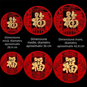 Autocolante pentru geam din țesătură flocată, lucrate manual, stil chinezesc, binecuvântare pentru Festivalul de Primăvară și Anul Calului
