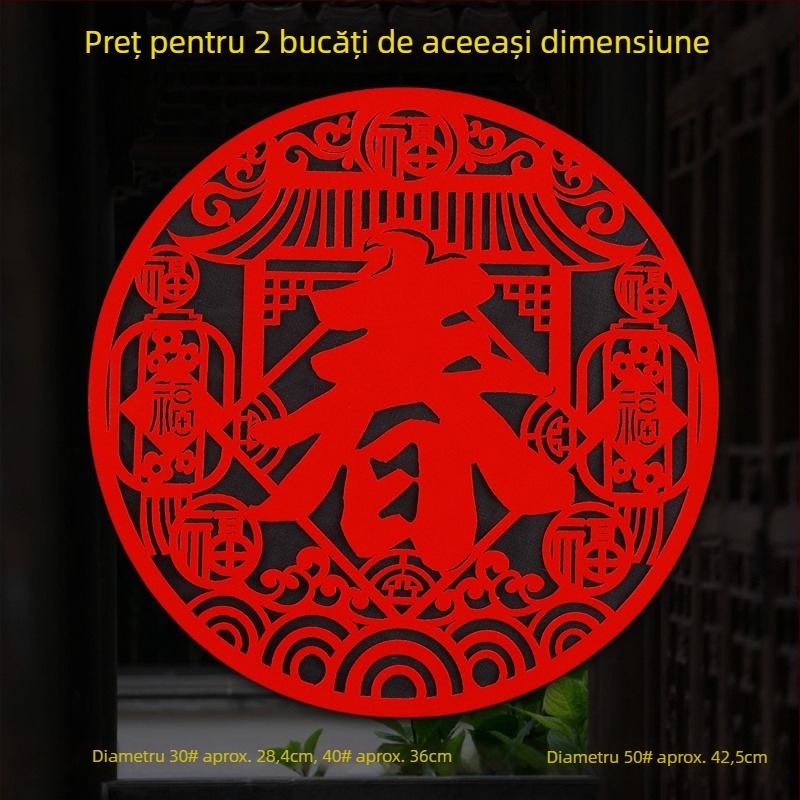 Autocolante pentru geam din țesătură flocată, lucrate manual, stil chinezesc, binecuvântare pentru Festivalul de Primăvară și Anul Calului