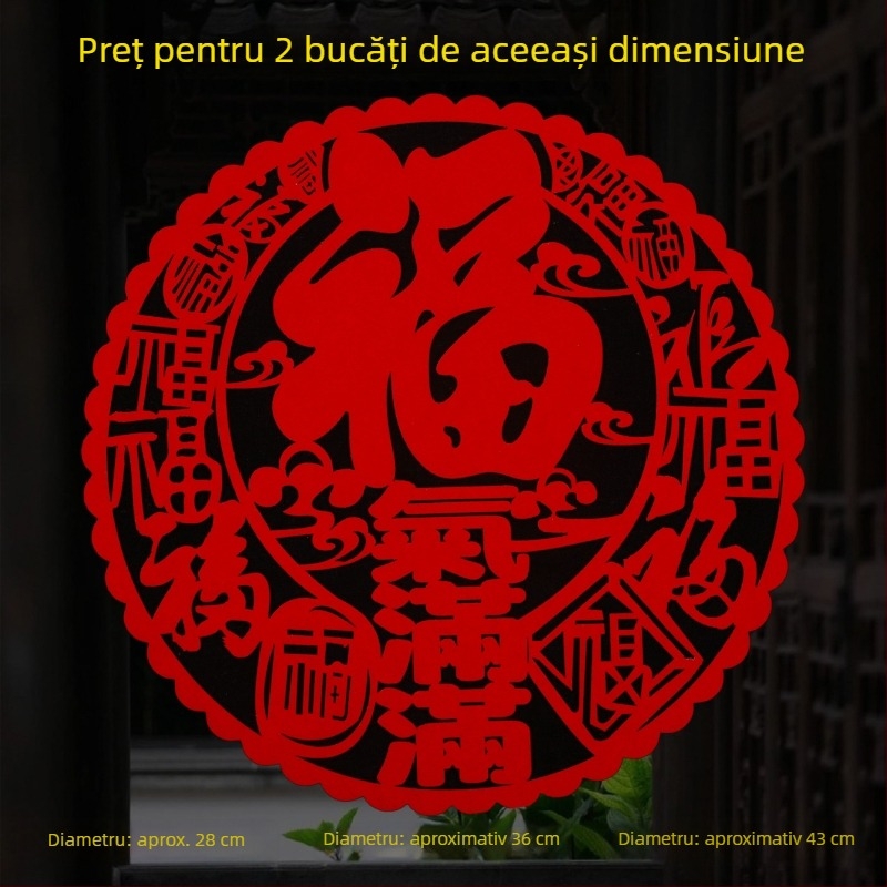 Autocolante pentru geam din țesătură flocată, lucrate manual, stil chinezesc, binecuvântare pentru Festivalul de Primăvară și Anul Calului