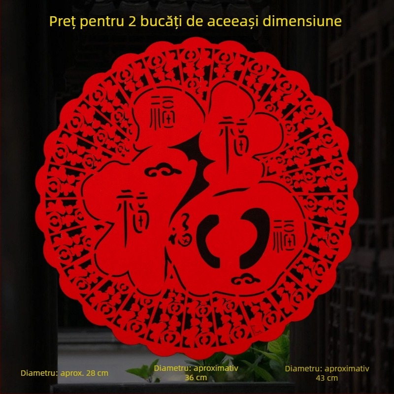 Autocolante pentru geam din țesătură flocată, lucrate manual, stil chinezesc, binecuvântare pentru Festivalul de Primăvară și Anul Calului