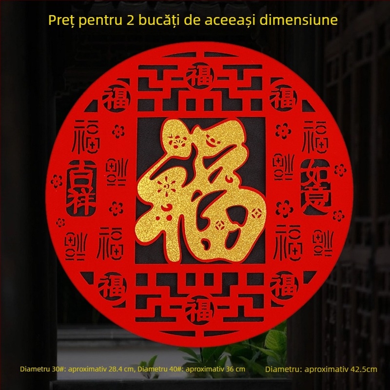 Autocolante pentru geam din țesătură flocată, lucrate manual, stil chinezesc, binecuvântare pentru Festivalul de Primăvară și Anul Calului