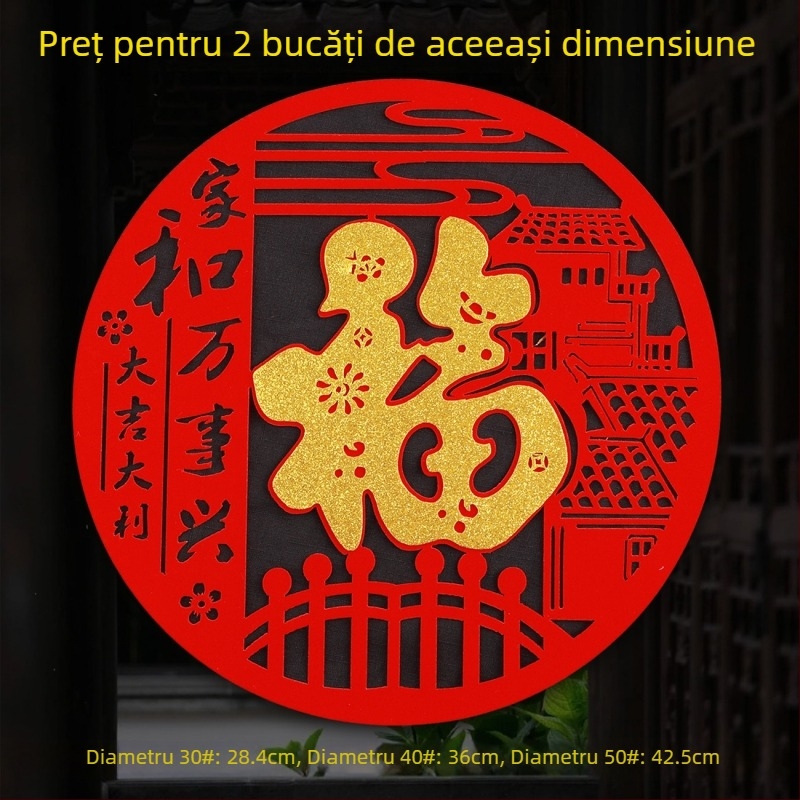 Autocolante pentru geam din țesătură flocată, lucrate manual, stil chinezesc, binecuvântare pentru Festivalul de Primăvară și Anul Calului