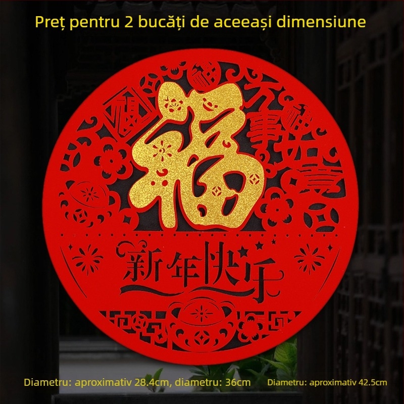 Autocolante pentru geam din țesătură flocată, lucrate manual, stil chinezesc, binecuvântare pentru Festivalul de Primăvară și Anul Calului