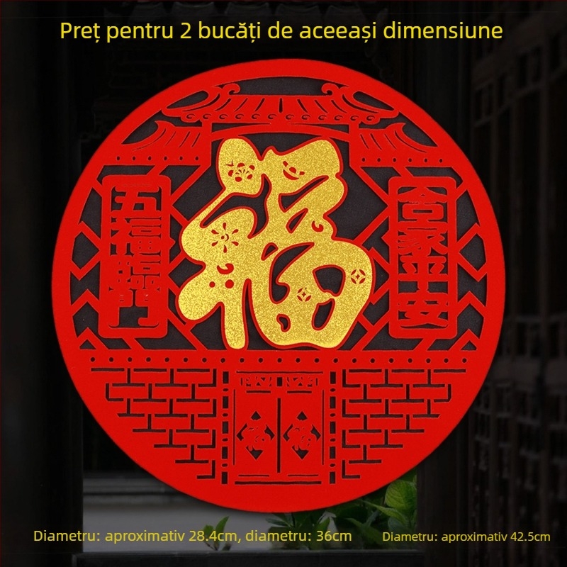 Autocolante pentru geam din țesătură flocată, lucrate manual, stil chinezesc, binecuvântare pentru Festivalul de Primăvară și Anul Calului