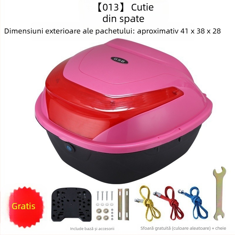 Material PP, portbagaj posterior pentru motocicletă electrică, cutie de depozitare/instrumente, design îngroșat, antișoc, potrivire universală