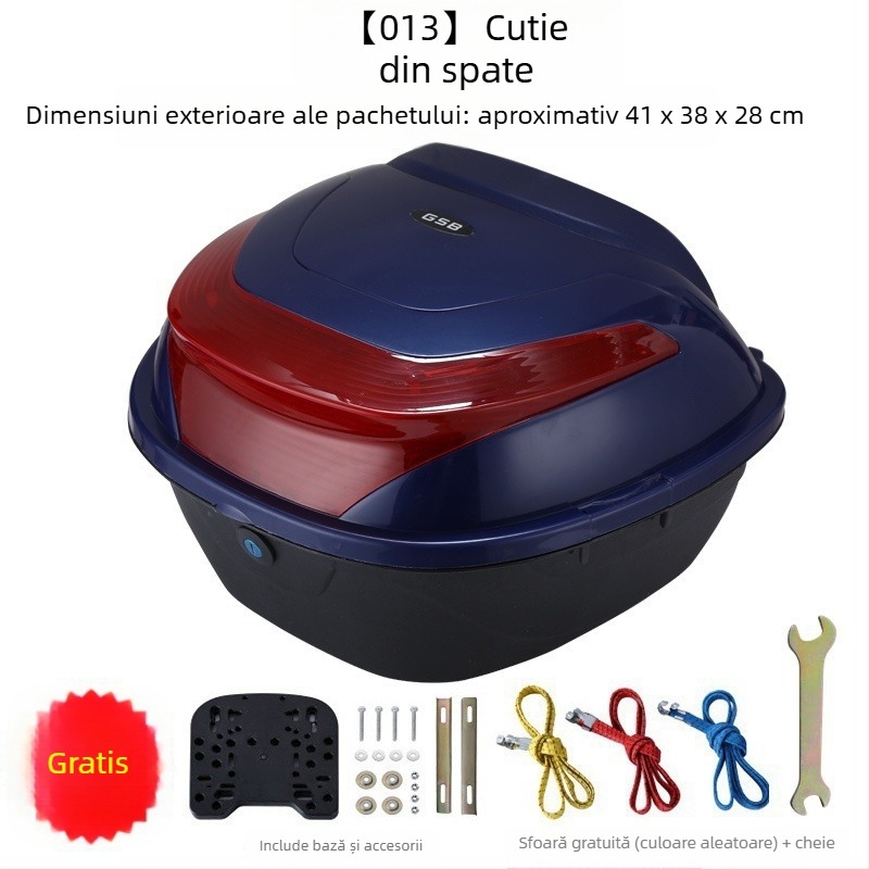 Material PP, portbagaj posterior pentru motocicletă electrică, cutie de depozitare/instrumente, design îngroșat, antișoc, potrivire universală