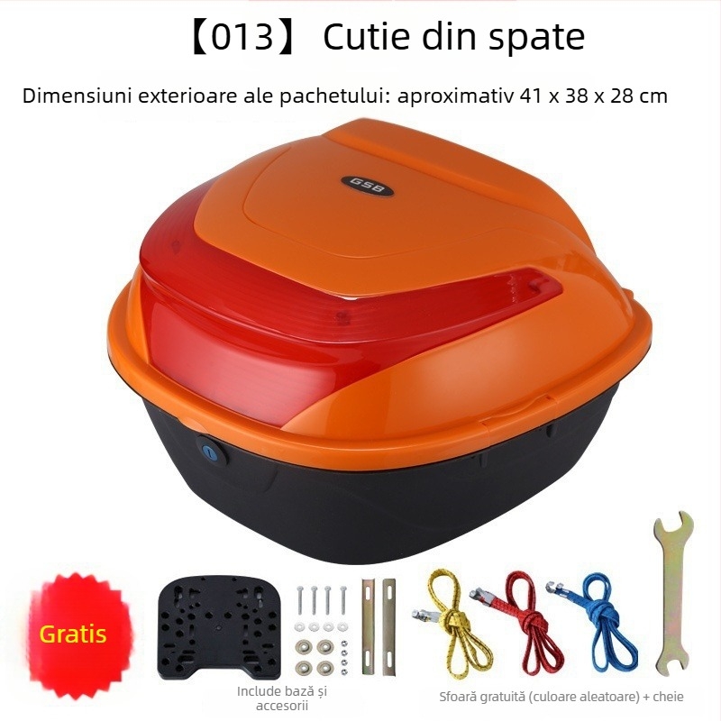 Material PP, portbagaj posterior pentru motocicletă electrică, cutie de depozitare/instrumente, design îngroșat, antișoc, potrivire universală