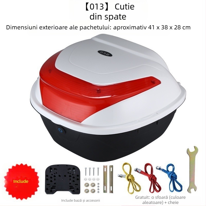 Material PP, portbagaj posterior pentru motocicletă electrică, cutie de depozitare/instrumente, design îngroșat, antișoc, potrivire universală