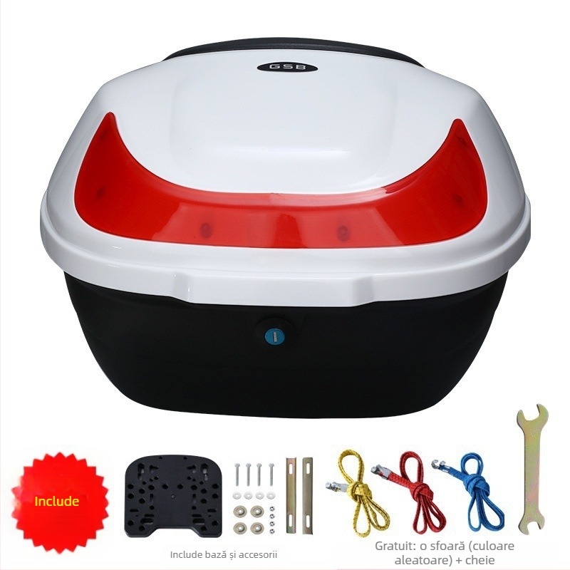 Material PP, portbagaj posterior pentru motocicletă electrică, cutie de depozitare/instrumente, design îngroșat, antișoc, potrivire universală