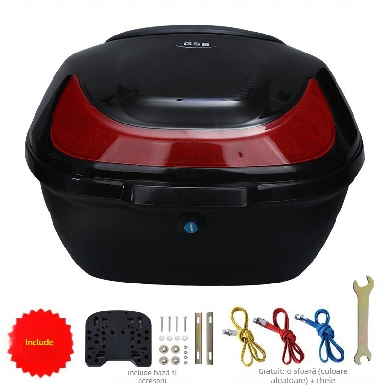 Material PP, portbagaj posterior pentru motocicletă electrică, cutie de depozitare/instrumente, design îngroșat, antișoc, potrivire universală