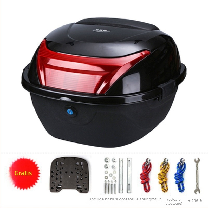 Material PP, portbagaj posterior pentru motocicletă electrică, cutie de depozitare/instrumente, design îngroșat, antișoc, potrivire universală