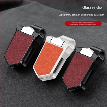 Clip pentru ochelari auto din piele PU - suport pentru ochelari de soare, în interiorul mașinii, cu personalizare disponibilă