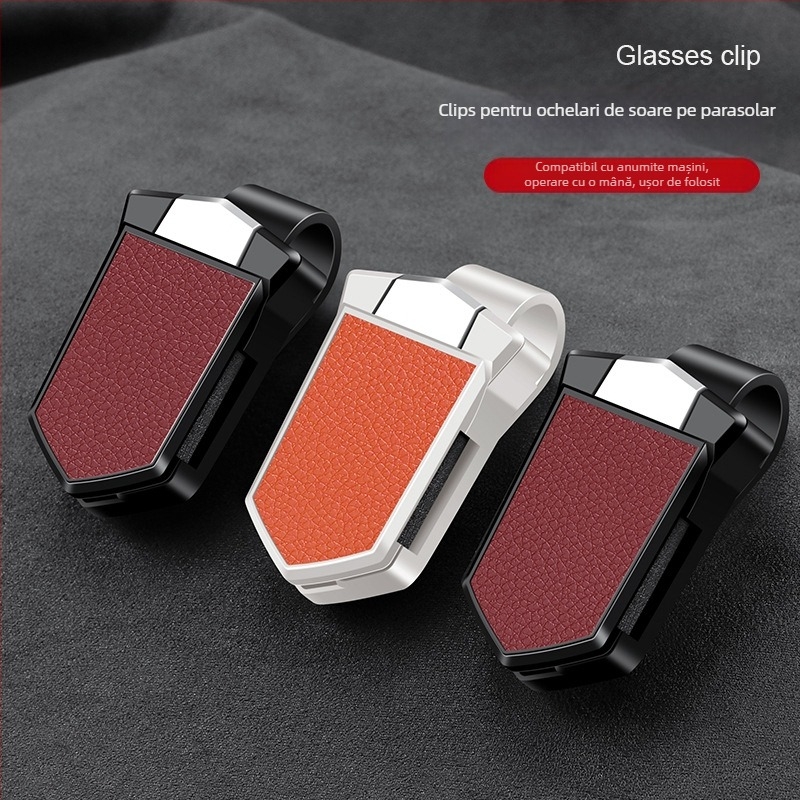 Clip pentru ochelari auto din piele PU - suport pentru ochelari de soare, în interiorul mașinii, cu personalizare disponibilă