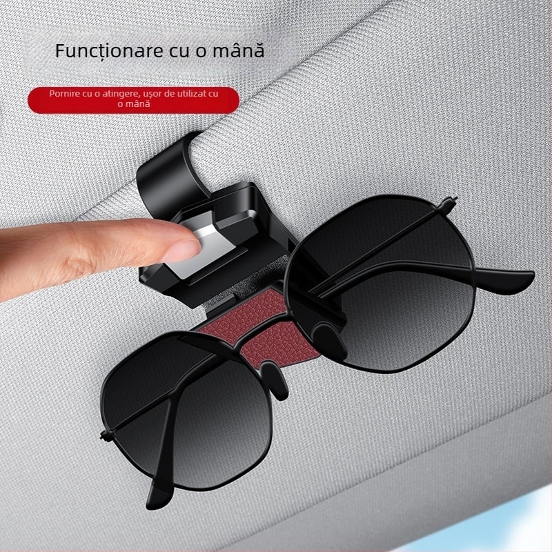 Clip pentru ochelari auto din piele PU - suport pentru ochelari de soare, în interiorul mașinii, cu personalizare disponibilă