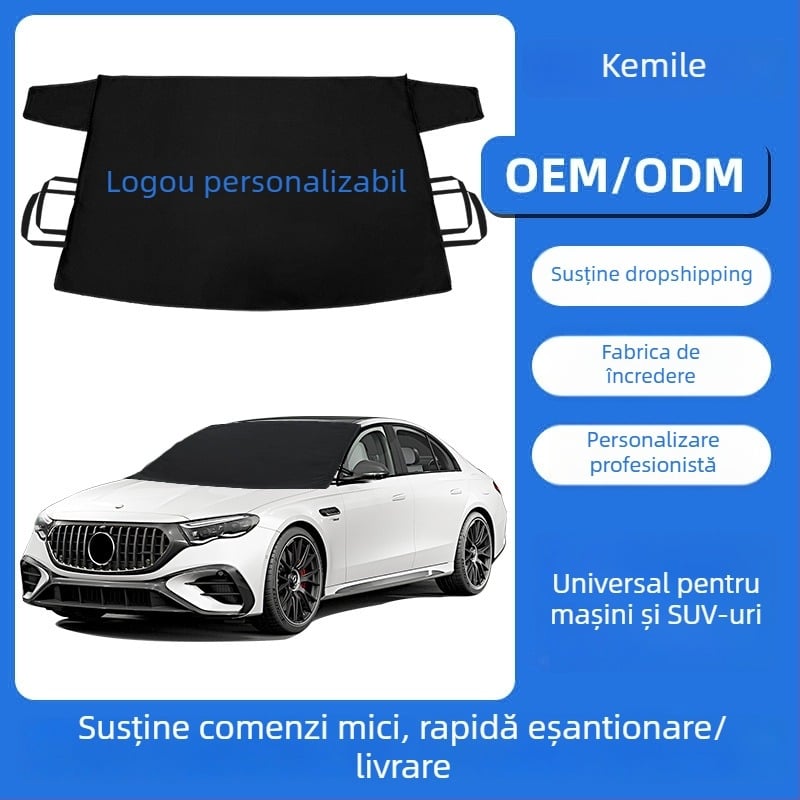Acoperire parbriz mașină pentru zăpadă — material 600D Oxford, universal, personalizabil