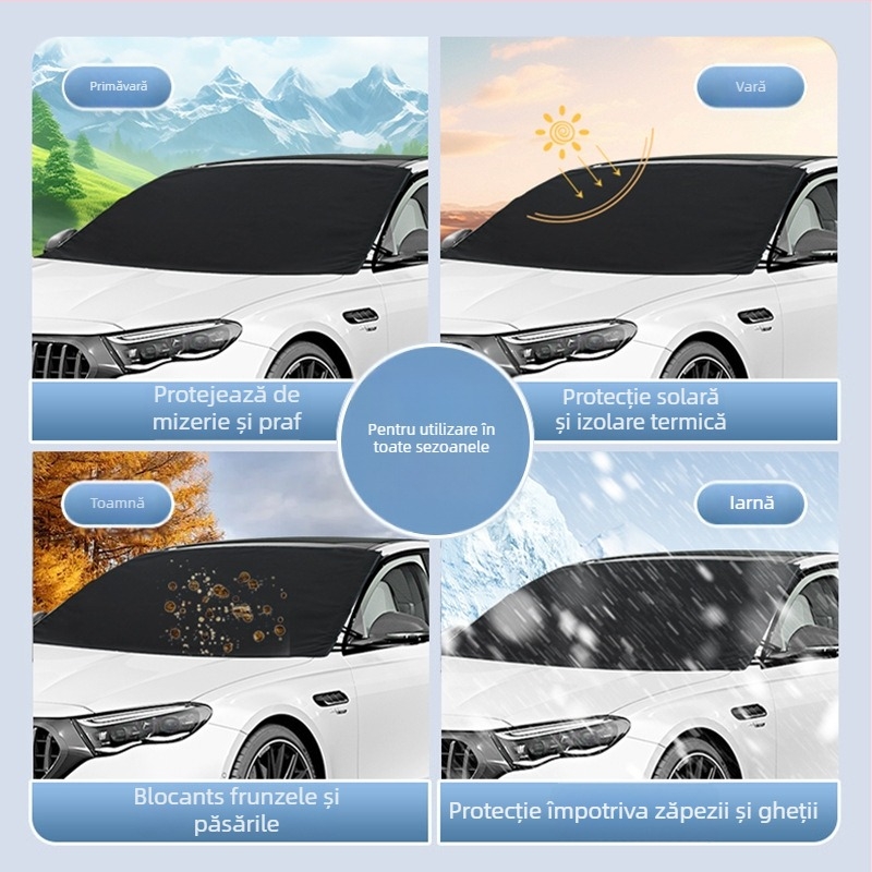 Acoperire parbriz mașină pentru zăpadă — material 600D Oxford, universal, personalizabil