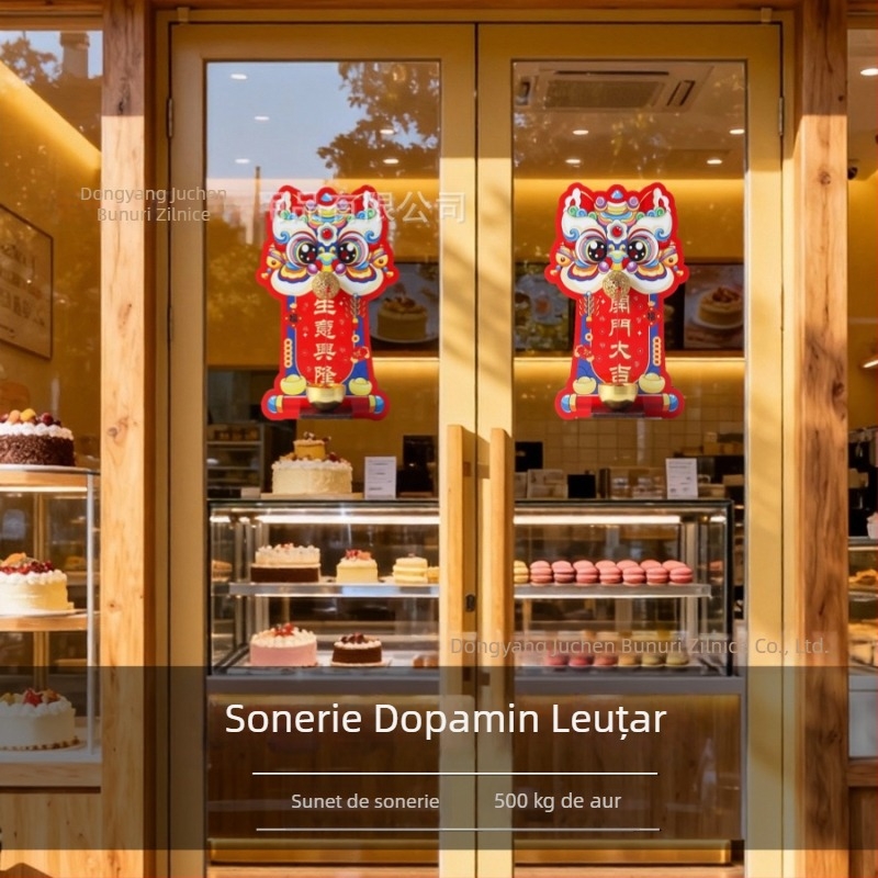 Accesoriu suspendabil - lemn, lucrat manual, Lion Doorbell, Stil: drăguț/retro/kreativ/chinezesc, Cod: Magnetic Doorbell Refrigerator Sticker