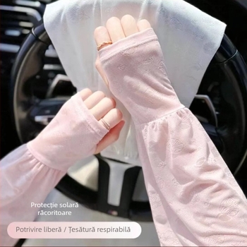 Manșon de protecție solară pentru femei – vară, Ice Silk respirabil, croială lejeră, ideal pentru ciclism și condus, material poliester, brand Yixi, stil Fresh and Sweet, primăvara 2024