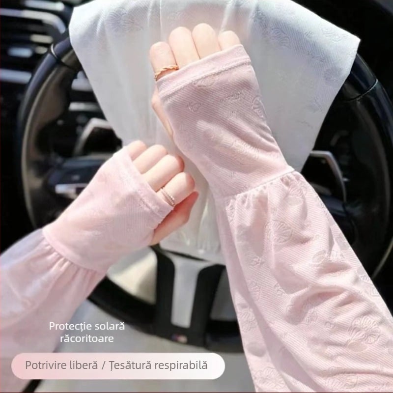 Manșon de protecție solară pentru femei – vară, Ice Silk respirabil, croială lejeră, ideal pentru ciclism și condus, material poliester, brand Yixi, stil Fresh and Sweet, primăvara 2024