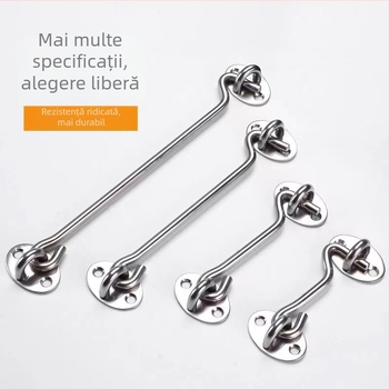 Cârlig din oțel inoxidabil pentru ferestre – model Window Wind Hook, Material: oțel inoxidabil, Finisaj: electroplatare lustruită, Utilizare: încuietoare pentru ușă și fereastră, Marcă: Three Cats