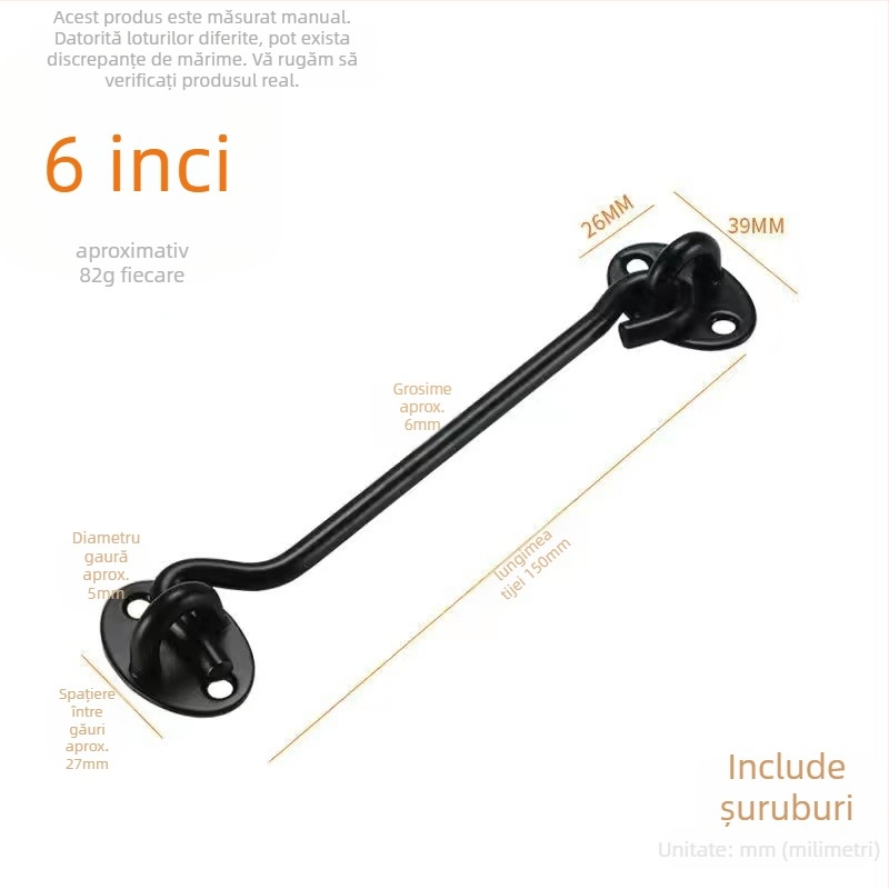 Cârlig din oțel inoxidabil pentru ferestre – model Window Wind Hook, Material: oțel inoxidabil, Finisaj: electroplatare lustruită, Utilizare: încuietoare pentru ușă și fereastră, Marcă: Three Cats