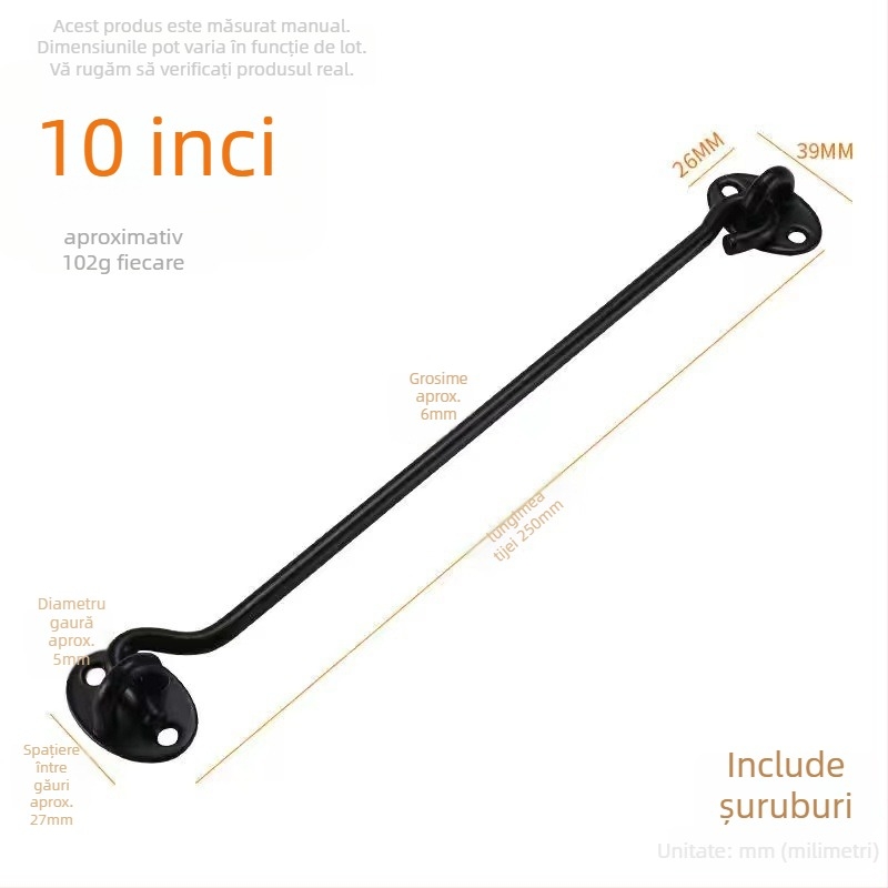 Cârlig din oțel inoxidabil pentru ferestre – model Window Wind Hook, Material: oțel inoxidabil, Finisaj: electroplatare lustruită, Utilizare: încuietoare pentru ușă și fereastră, Marcă: Three Cats