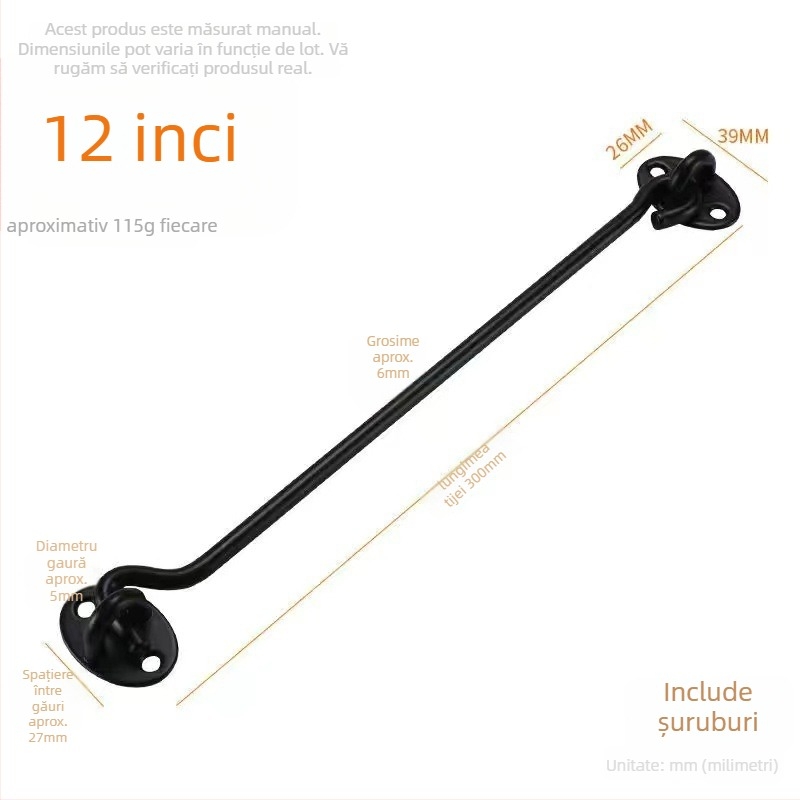 Cârlig din oțel inoxidabil pentru ferestre – model Window Wind Hook, Material: oțel inoxidabil, Finisaj: electroplatare lustruită, Utilizare: încuietoare pentru ușă și fereastră, Marcă: Three Cats