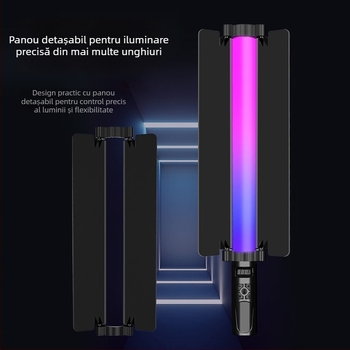 Lumină foto portabilă RGB, alimentare USB, 23W, temperatura de culoare 3200K, soclu E27