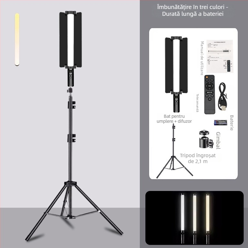 Lumină foto portabilă RGB, alimentare USB, 23W, temperatura de culoare 3200K, soclu E27