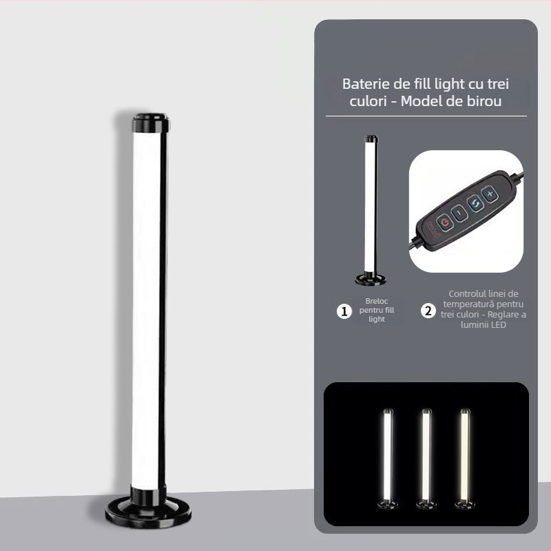 Lumină foto portabilă RGB, alimentare USB, 23W, temperatura de culoare 3200K, soclu E27