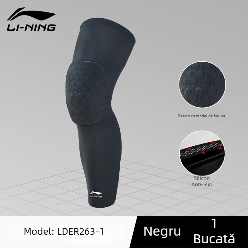 Li-Ning genunchiere pentru baschet – fibră de poliester, utilizare universală, protecție gambă