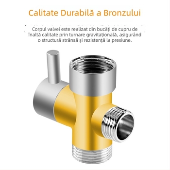 Distribuitor duș, din cupru, cromat, adaptor Tee 3 căi, ramificație de 20 mm, temperatură maximă 120°C