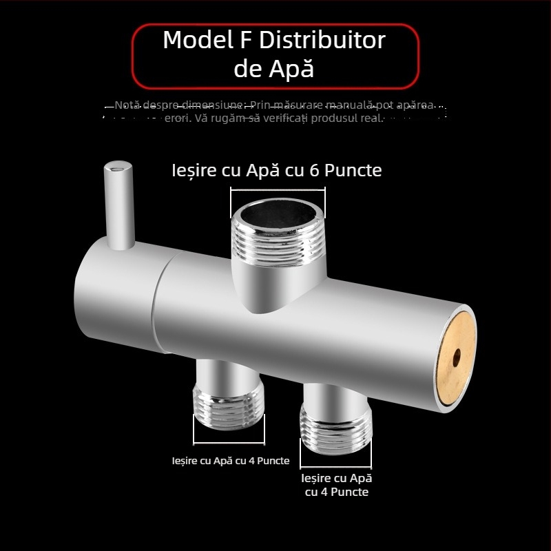 Distribuitor duș, din cupru, cromat, adaptor Tee 3 căi, ramificație de 20 mm, temperatură maximă 120°C