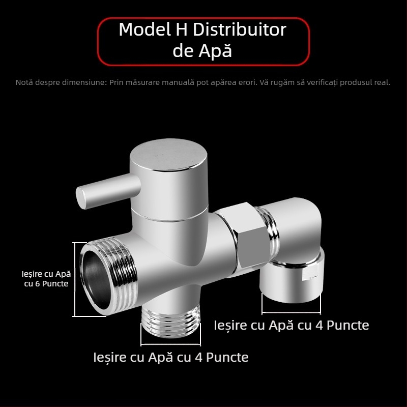 Distribuitor duș, din cupru, cromat, adaptor Tee 3 căi, ramificație de 20 mm, temperatură maximă 120°C