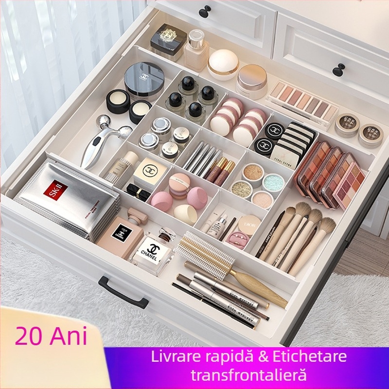 Casetă organizatoare pentru sertare, compartimentată, model 8831, plastic PET, capacitate 1 L, fără capac, imprimare logo disponibilă