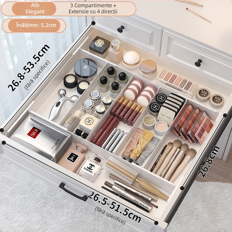 Casetă organizatoare pentru sertare, compartimentată, model 8831, plastic PET, capacitate 1 L, fără capac, imprimare logo disponibilă