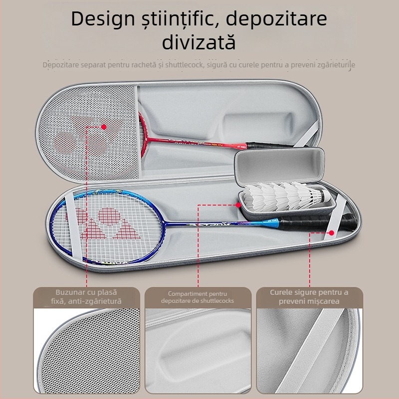 Cutie de depozitare accesorii badminton - portabilă, impermeabilă, carcasă rigidă cu protecție la presiune, din pânză