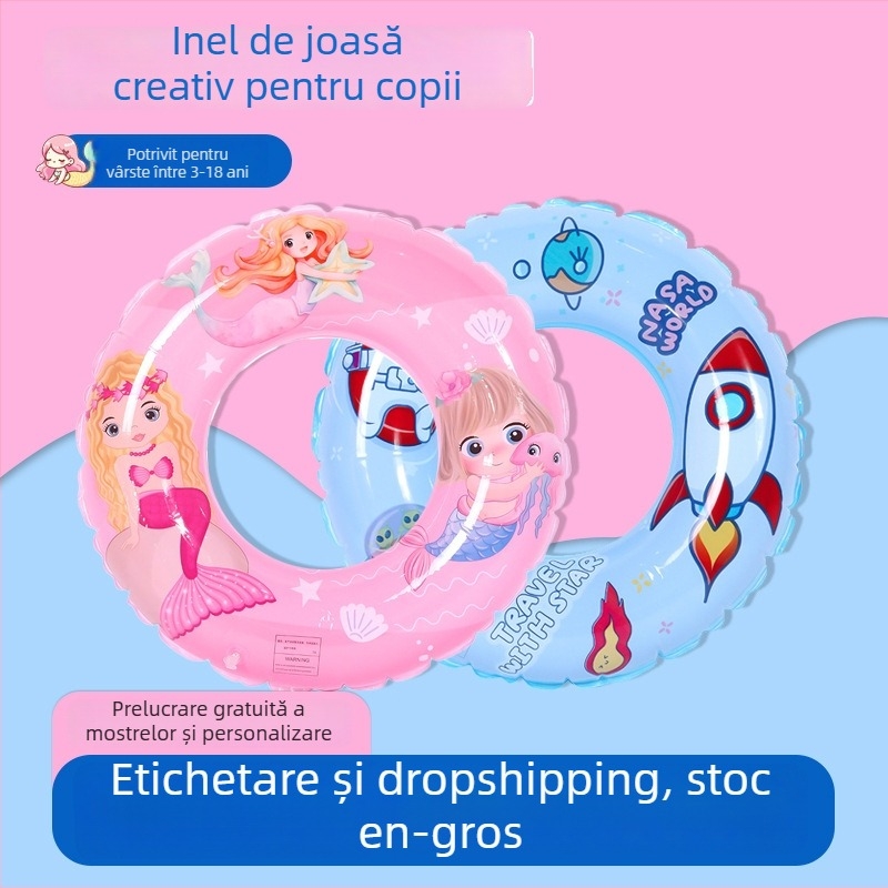Inel de înot pentru copii, design cartoon, PVC ecologic, grosime PVC 20 silk
